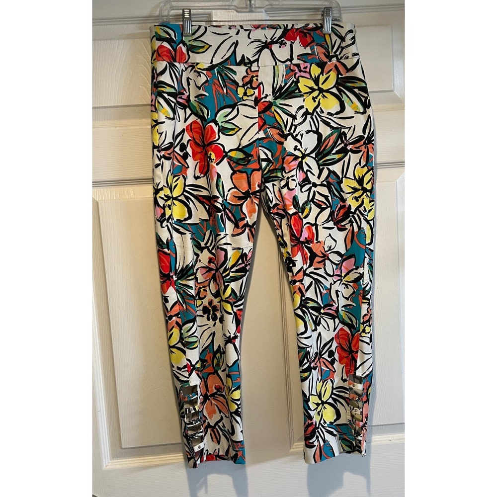 House of Harlow 1960 ATTYRE New York Women Floral Capri Studded Hem Crop Size 10